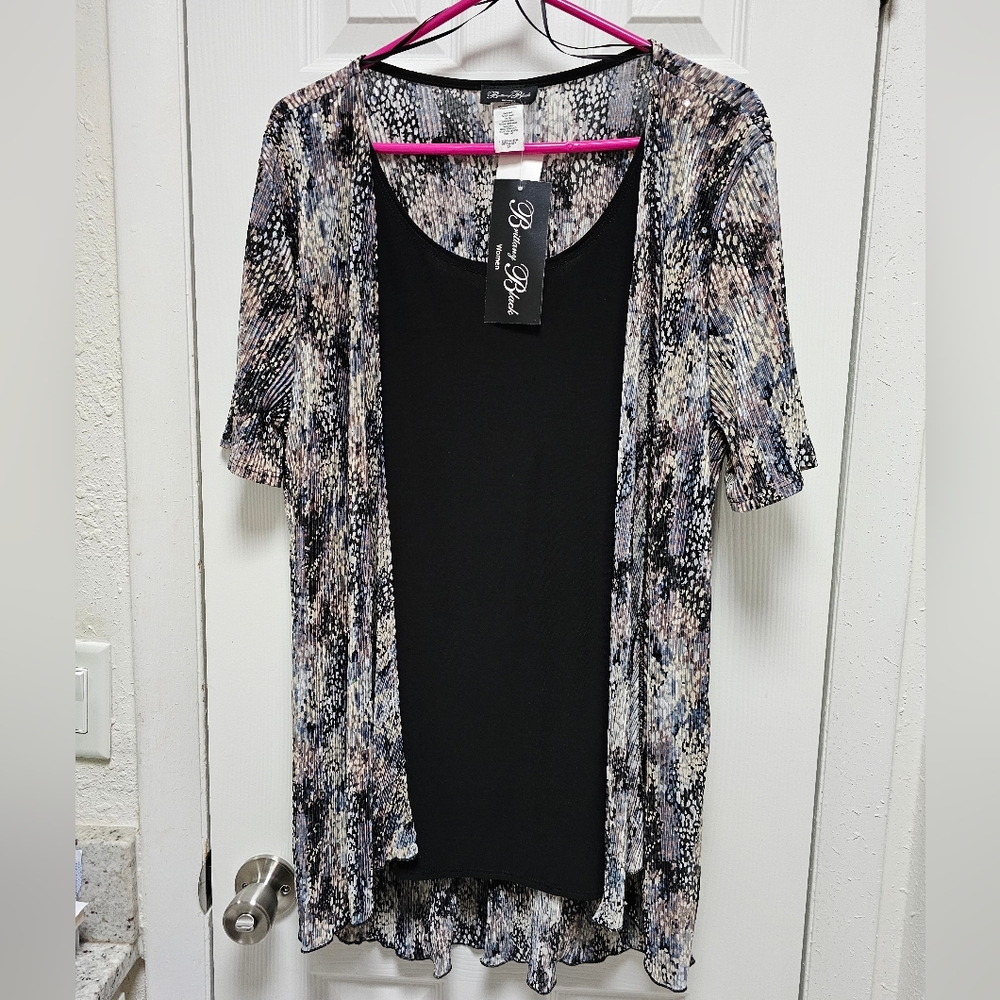 Black Top with Faux Overshirt